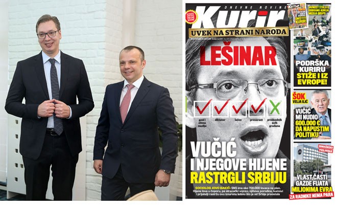 Svega dva meseca nakon što je Aleksandar Vučić bio dočekan kao najdraži gost u prostorijama Adria medija grupe, on je na naslovnicama Kurira pretvoren u najveće zlo i najgoreg diktatora