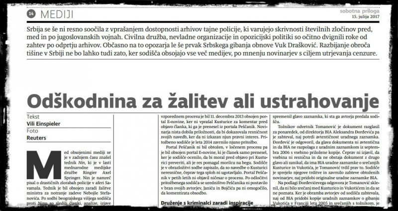 Can intimidating journalists prevent facing with the issue of opening of the archives of the secret services during the Milosevic era?