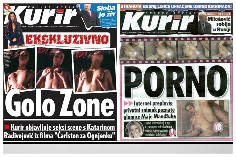 Pornografija, laži, ucene: Uređivački koncept Kurira bio je i ostao zasnovan na plasiranju skandaloznih i izmišljenih sadržaja sa ciljem da se proda što više primeraka lista, da bi se potom ta vrsta uticaja pretočila u ucenjivački i reketaški potencijal koji su na svojoj koži osetili brojni političari i poslovni ljudi u Srbiji. O tome svedoči i potpuno izmišljena priča o porno filmu u kojem je navodno učestvovala glumica Maja Mandžuka.