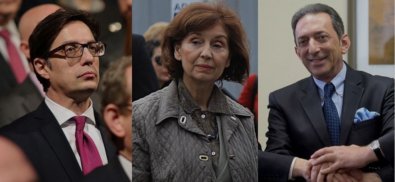 Tri kandidata prvog izbornog kruga za predsednika Severne Makedonije: Stevo Pendarovski, Gordana Siljanovska- Davkova i Bljerim Reka